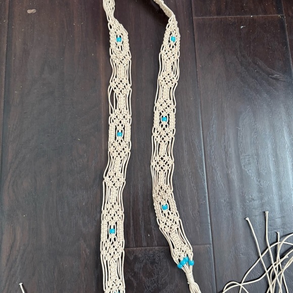 Macrame turquoise Woven Belt boho cottagecore Beachy - Picture 3 of 5